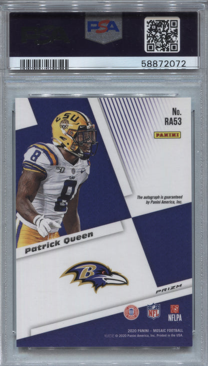 2020 Panini Mosaic Patrick Queen Rookie Autographs Mosaic #RA53 PSA 10