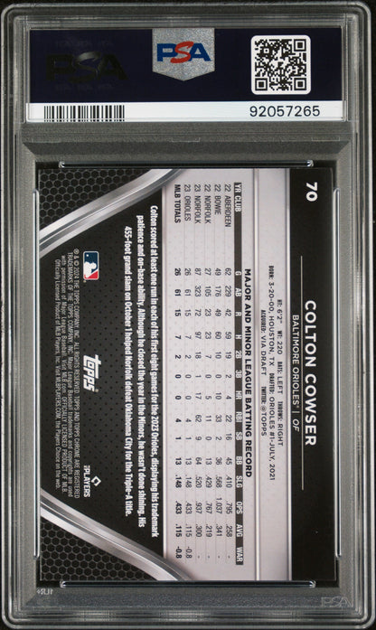 Graded 2024 Topps Chrome Black Colton Cowser #70 Rookie RC Baseball Card PSA 10 Gem Mint