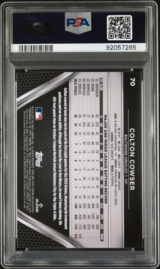Graded 2024 Topps Chrome Black Colton Cowser #70 Rookie RC Baseball Card PSA 10 Gem Mint