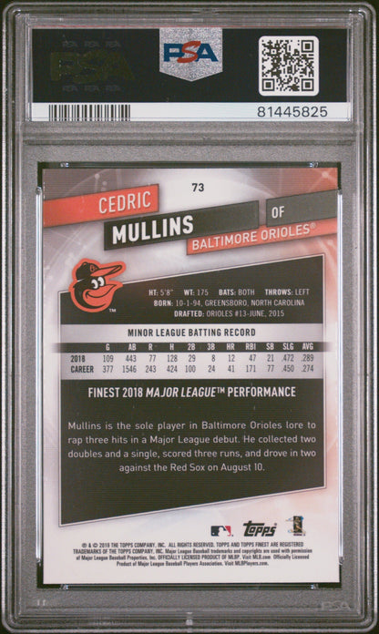 Graded 2019 Topps Finest Cedric Mullins #73 Rookie RC Baseball Card PSA 10 Gem Mint