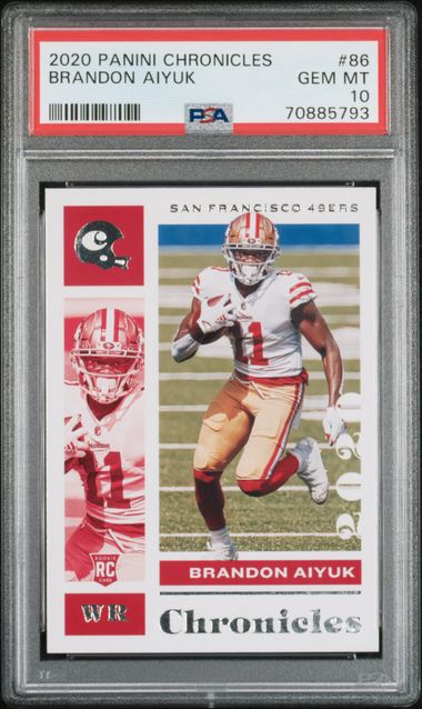 Graded 2020 Panini Chronicles Brandon Aiyuk #86 Rookie RC Football Card PSA 10 Gem Mint