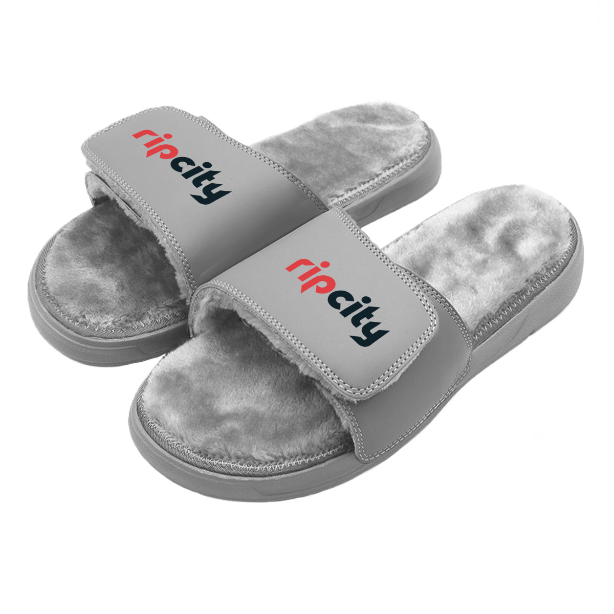 Portland Trail Blazers Secondary Grey Fur Slides