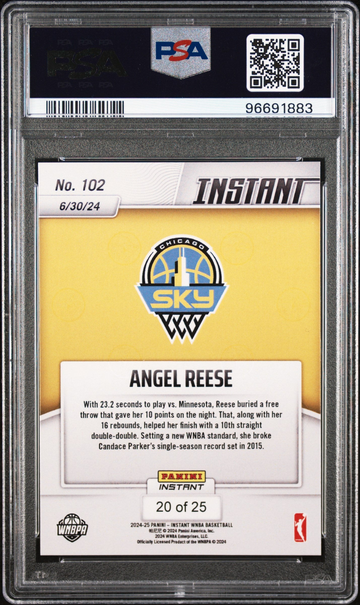 Graded 2024 Panini Instant WNBA Angel Reese #102 Jungle #/25 Rookie RC Basketball Card PSA 10 Gem Mint