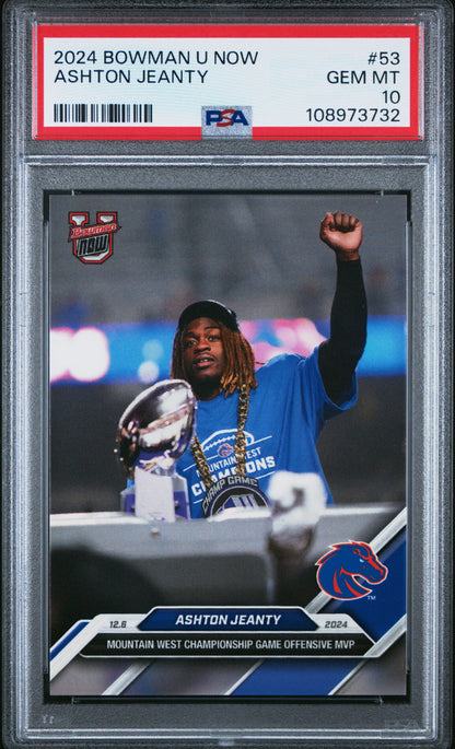 Graded 2024 Topps Bowman U Now Ashton Jeanty #53 Rookie RC Football Card PSA 10 Gem Mint