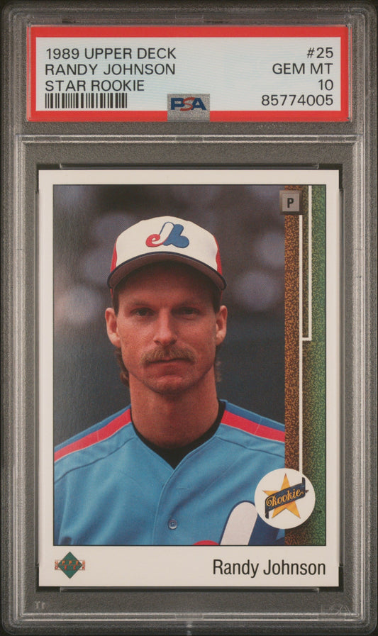 Graded 1989 Upper Deck Randy Johnson #25 Star Rookie Rookie RC Baseball Card PSA 10 Gem Mint