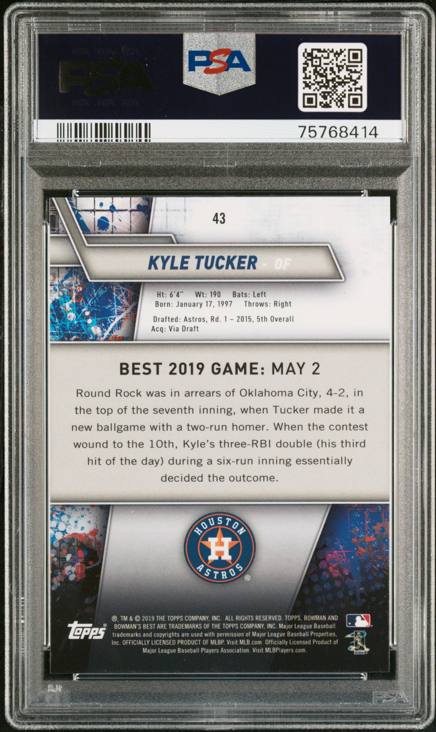 Graded 2019 Topps Bowmans Best Kyle Tucker #43 Rookie RC Baseball Card PSA 10 Gem Mint