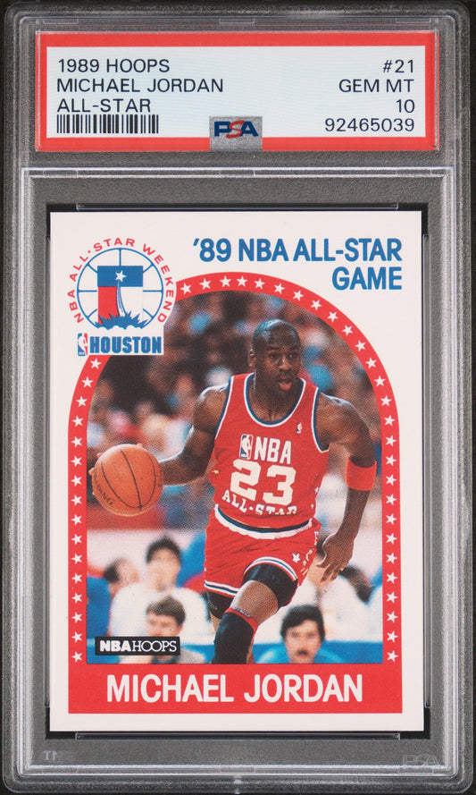Graded 1989 Hoops Michael Jordan #21 All Star Basketball Card PSA 10 Gem Mint