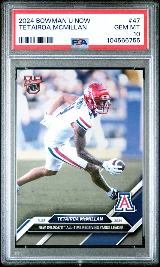 Graded 2024 Topps Bowman U Now Tetairoa McMillan #47 Rookie RC Football Card PSA 10 Gem Mint