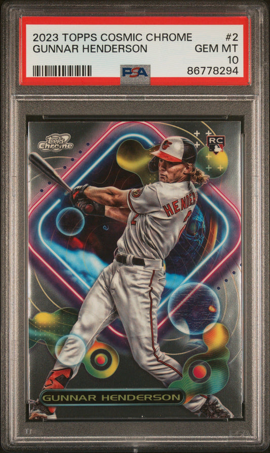 Graded 2023 Topps Cosmic Chrome Gunnar Henderson #2 Rookie RC Baseball Card PSA 10 Gem Mint