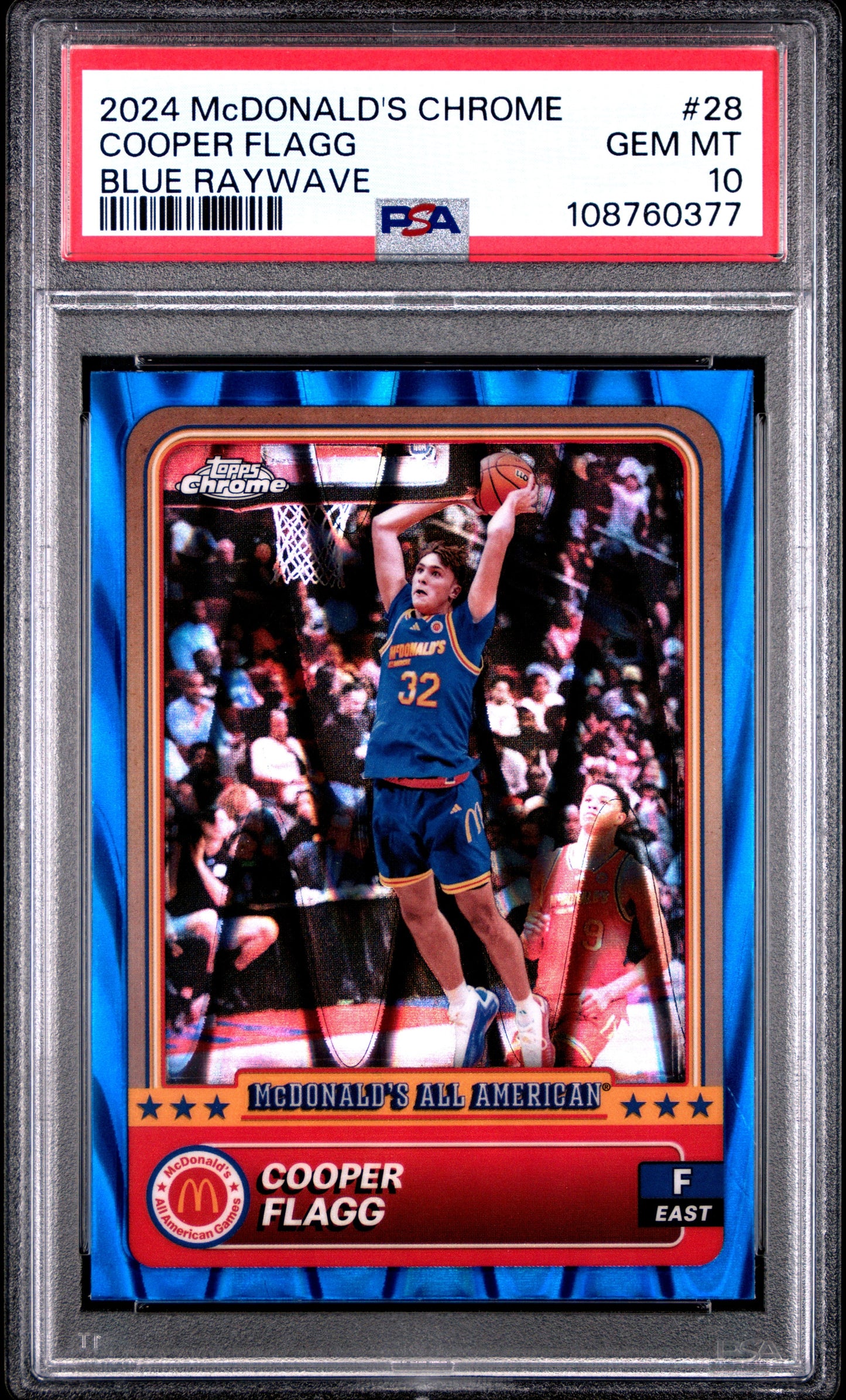 Graded 2024 Topps McDonalds Chrome Cooper Flagg #28 Blue Raywave Rookie RC Basketball Card PSA 10 Gem Mint