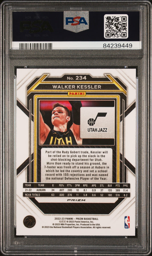 Graded 2022 Panini Prizm Walker Kessler #234 Ice Rookie RC Basketball Card PSA 10 Gem Mint