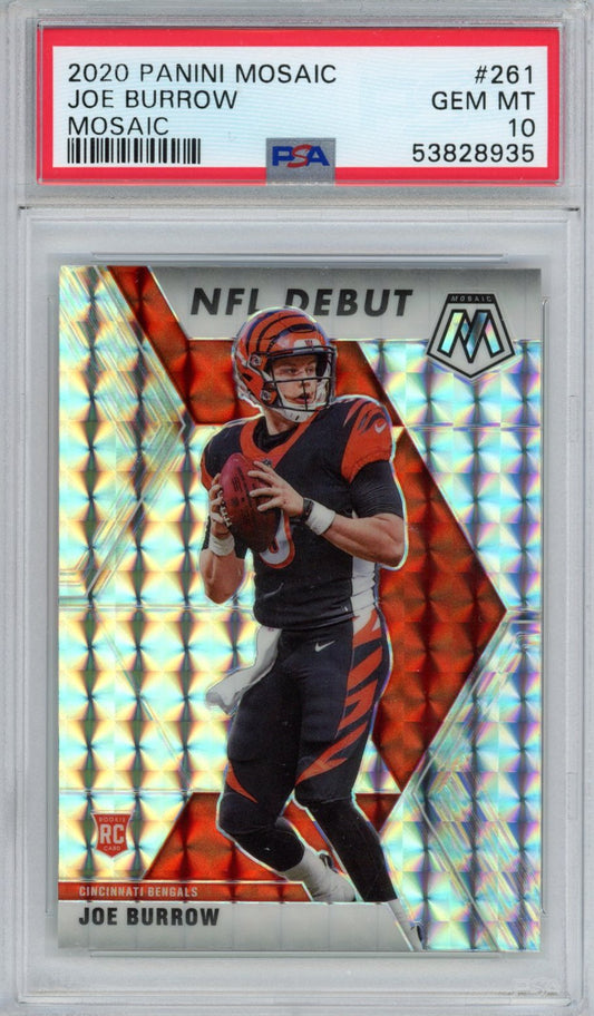 Graded 2020 Panini Mosaic Joe Burrow #261 Mosaic Rookie RC Football Card PSA 10 Gem Mint