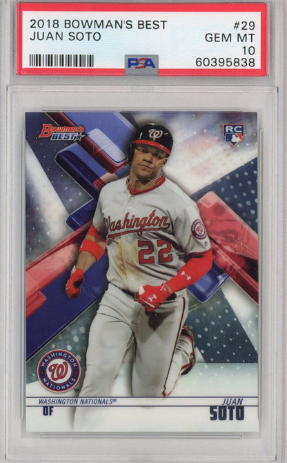 Graded 2018 Topps Bowman's Best Juan Soto #29 Rookie RC Baseball Card PSA 10 Gem Mint