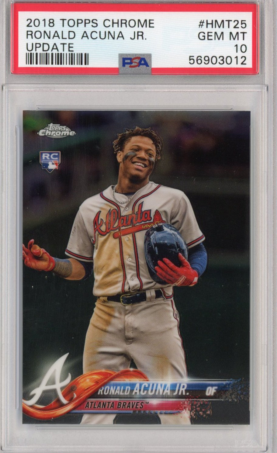 Graded 2018 Topps Chrome Update Ronald Acuna Jr. #HMT25 Rookie RC Baseball Card PSA 10 Gem Mint