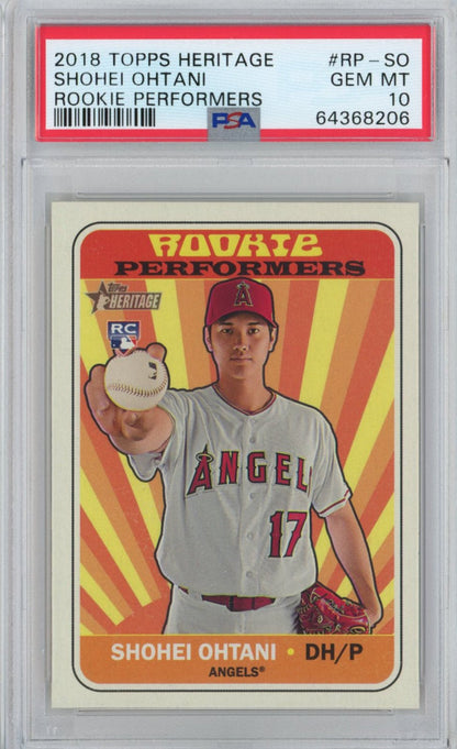 Graded 2018 Topps Heritage Shohei Ohtani #RP-SO Rookie Performers RC Baseball Card PSA 10 Gem Mint