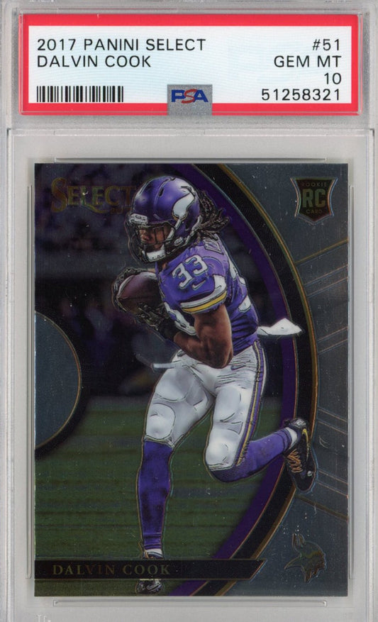 Graded 2017 Panini Select Dalvin Cook #51 Rookie RC Football Card PSA 10 Gem Mint