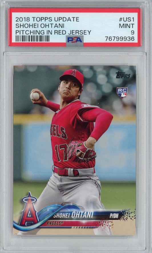 Graded 2018 Topps Update Shohei Ohtani #US1 Pitching Rookie RC Baseball Card PSA 9 Mint