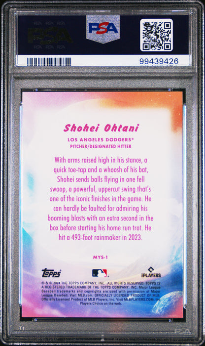 Graded 2024 Topps Update Shohei Ohtani #MYS1 Mystical Baseball Card PSA 10 Gem Mint