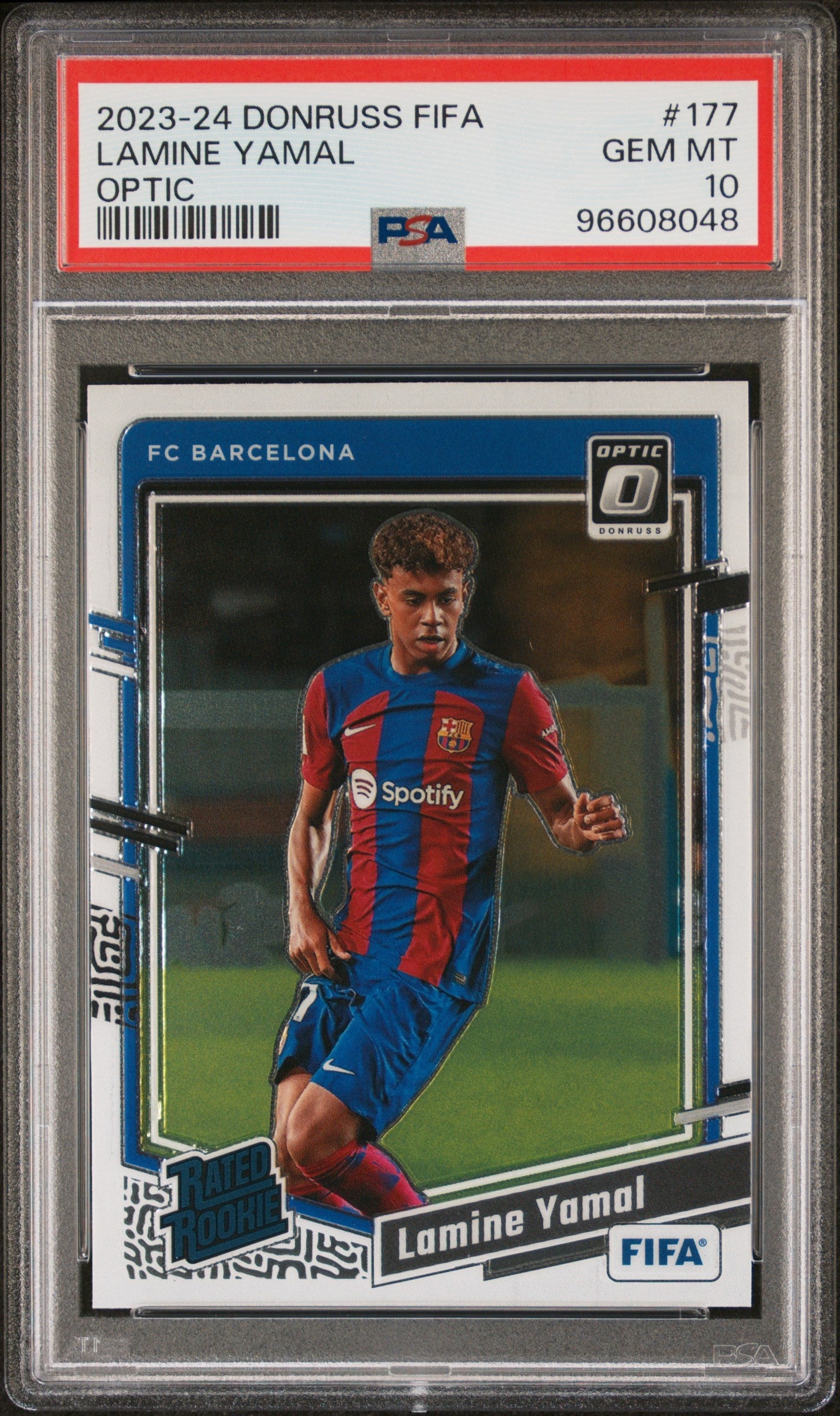 Graded 2023 Panini Donruss Lamine Yamal #177 Optic Rookie RC Soccer Card PSA 10 Gem Mint