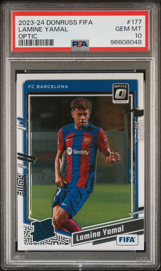 Graded 2023 Panini Donruss Lamine Yamal #177 Optic Rookie RC Soccer Card PSA 10 Gem Mint