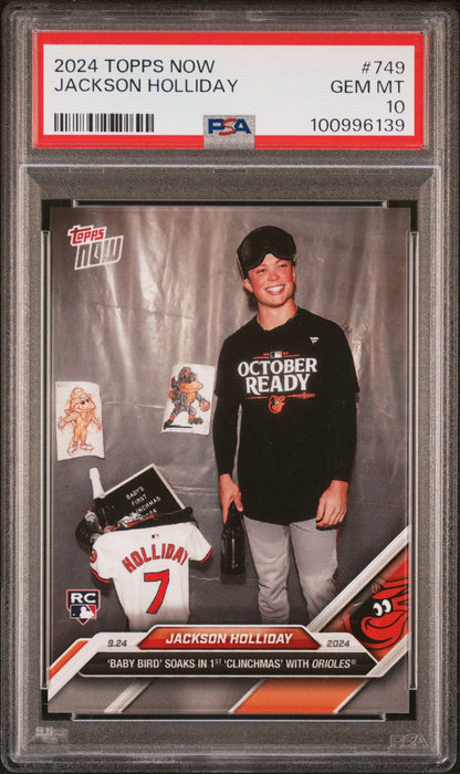 Graded 2024 Topps Now Jackson Holliday #749 Rookie RC Baseball Card PSA 10 Gem Mint