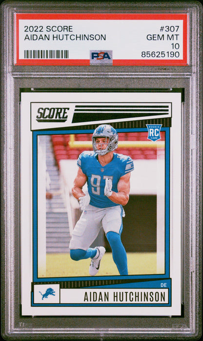 Graded 2022 Panini Score Aidan Hutchinson #307 Rookie RC Football Card PSA 10 Gem Mint