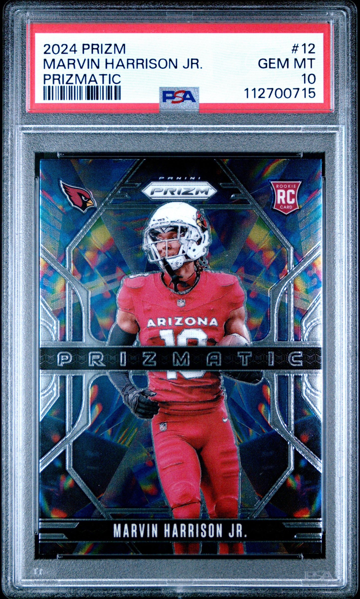 Graded 2024 Panini Prizm Marvin Harrison Jr #12 Prizmatic Rookie RC Football Card PSA 10 Gem Mint
