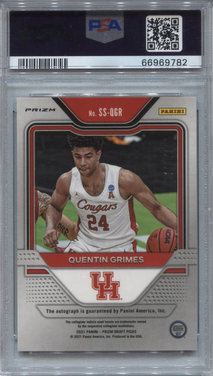 2021-22 Panini Prizm Draft Picks Quentin Grimes Red Prizm Rookie Auto /199 #SS-QGR PSA 10