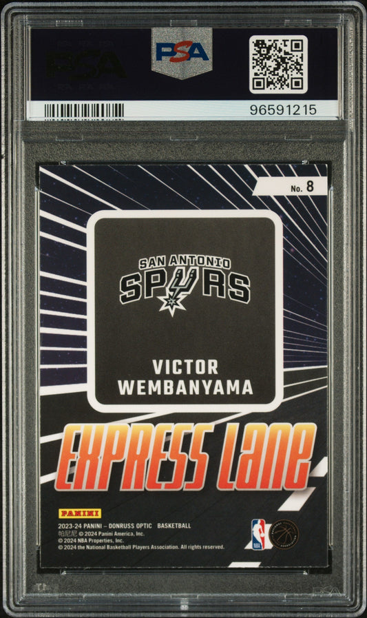 Graded 2023 Panini Donruss Optic Victor Wembanyama #8 Express Lane Rookie RC Basketball Card PSA 10 Gem Mint