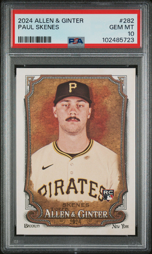 Graded 2024 Topps Allen & Ginter Paul Skenes #282 Rookie RC Baseball Card PSA 10 Gem Mint
