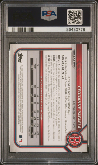 Graded 2022 Topps Bowman Ceddanne Rafaela #BP61 Paper Prospects Rookie RC Baseball Card PSA 10 Gem Mint