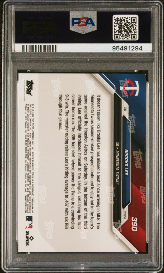 Graded 2024 Topps Now Brooks Lee #390 Rookie RC Baseball Card PSA 10 Gem Mint