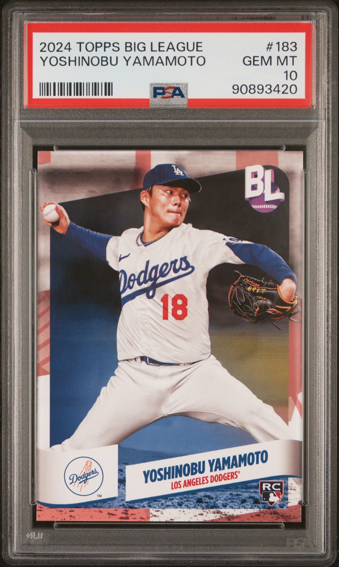 Graded 2024 Topps Big League Yoshinobu Yamamoto #183 Rookie RC Baseball Card PSA 10 Gem Mint