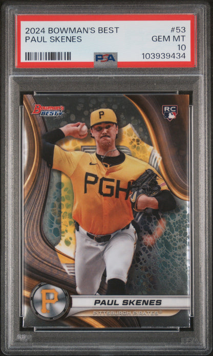 Graded 2024 Topps Bowmans Best Paul Skenes #53 Rookie RC Baseball Card PSA 10 Gem Mint