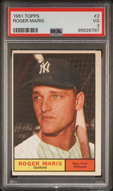 Graded 1961 Topps Roger Maris #YANKS Baseball Card PSA 3 Very Good