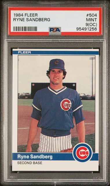 Graded 1984 Fleer Ryne Sandberg #504 2nd Year Baseball Card PSA 9 Mint