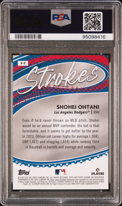 Graded 2024 Topps Chrome Shohei Ohtani #S2 Strokes Baseball Card PSA 10 Gem Mint