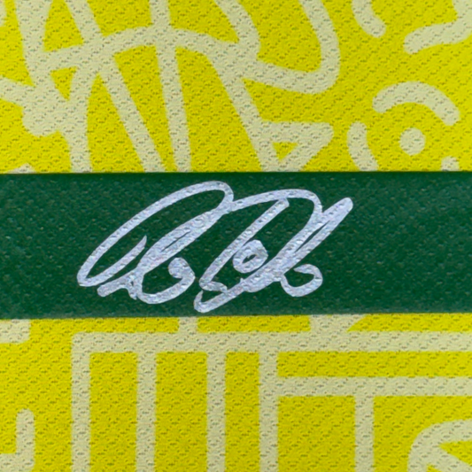 Framed Autographed/Signed Raphinha Raphael Belloli 35x39 Brazil Yellow Soccer Jersey Beckett BAS COA