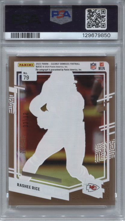 2023 Panini Clearly Donruss Rashee Rice Orange Rated Rookie Auto /75 #79 PSA 10