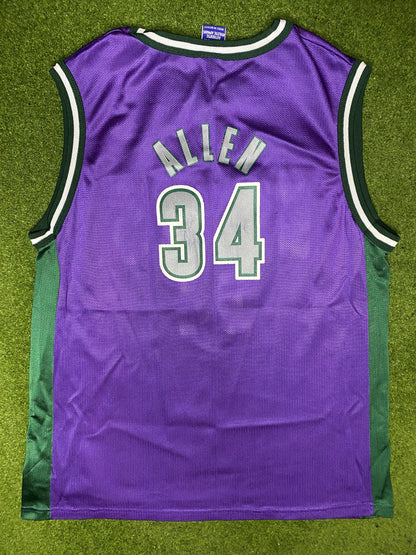 1996-2001 Milwaukee Bucks - Ray Allen #34 - Vintage NBA Jersey (Youth XL) - Gametime Vintage