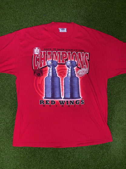 1998 Detroit Red Wings - Back to Back Stanley Cup Champions - Vintage NHL Tee Shirt (XL)