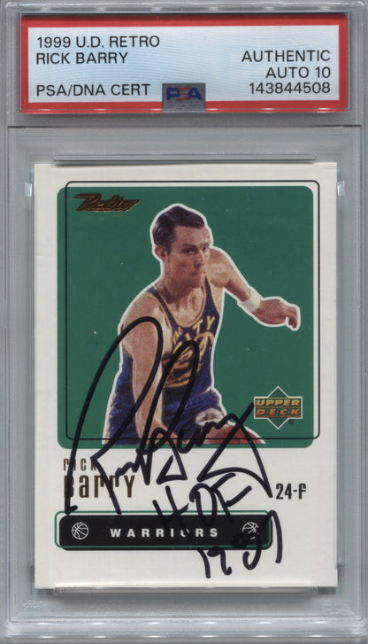 1999-00 Upper Deck Retro Rick Barry #66 Signed HOF 1987 PSA/DNA Auto 10 Warriors