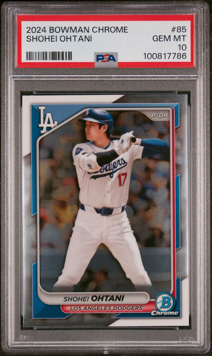 Graded 2024 Topps Bowman Chrome Shohei Ohtani #85 Baseball Card PSA 10 Gem Mint