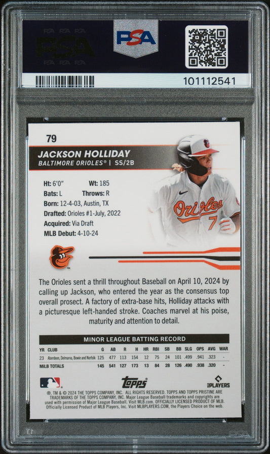 Graded 2024 Topps Pristine Jackson Holliday #79 Rookie RC Baseball Card PSA 10 Gem Mint