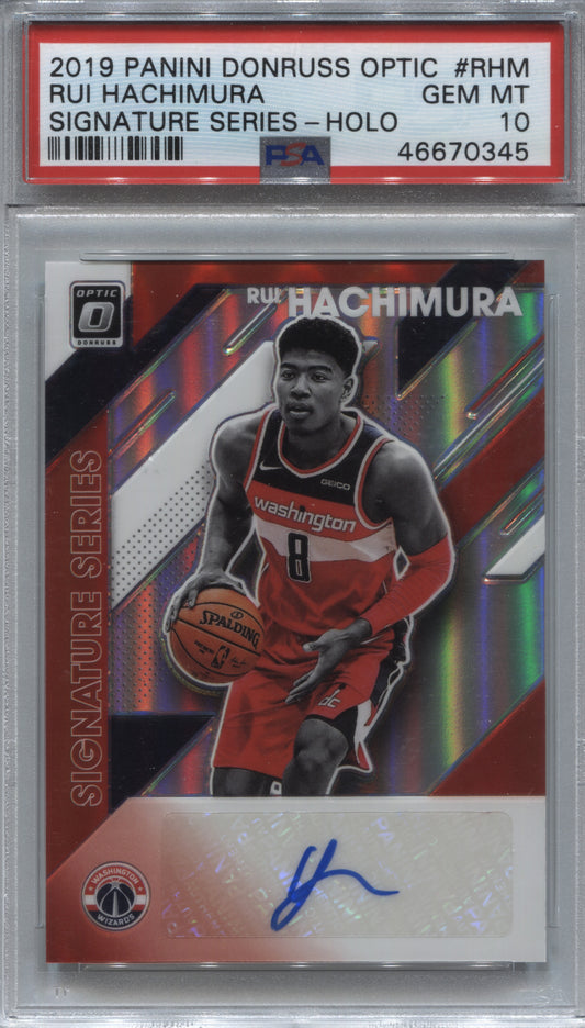 2019-20 Donruss Optic Rui Hachimura Signature Series Holo Rookie Auto PSA 10