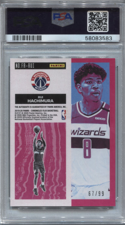 2019-20 Panini Chronicles Flux Rui Hachimura Rookie Auto /99 PSA 10 #FR-RUI