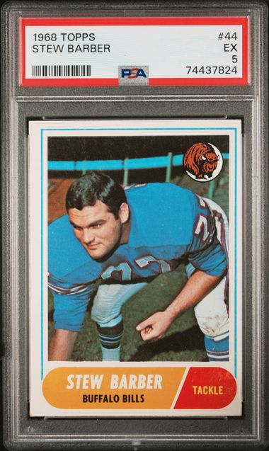 Graded 1968 Topps Stew Barber #44 Football Card PSA 5 Excellent