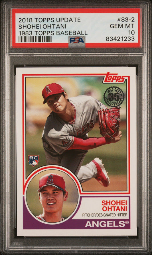 Graded 2018 Topps Shohei Ohtani #83-2 1983 Rookie RC Baseball Card PSA 10 Gem Mint