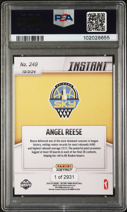 Graded 2024 Panini Instant WNBA Angel Reese #249 Rookie RC Basketball Card PSA 10 Gem Mint