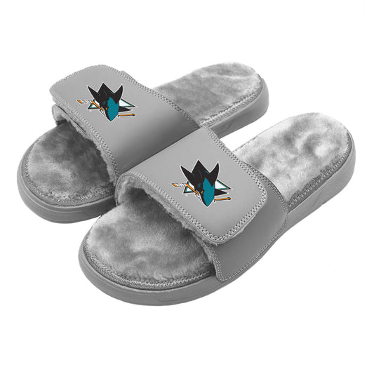 San Jose Sharks Primary Grey Fur Slides